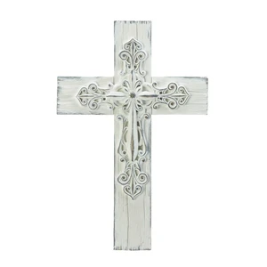 (image for) 10018692 - Ornate Whitewashed Cross