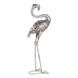 Galvanized Flamingo Statue