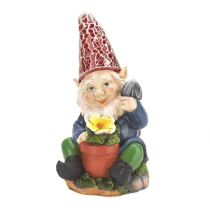 (image for) 10016216 - Gardening Gnome Solar Statue - Click Image to Close