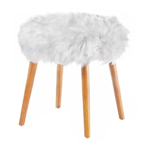 (image for) 10018179 - White Faux Fur Stool - Click Image to Close