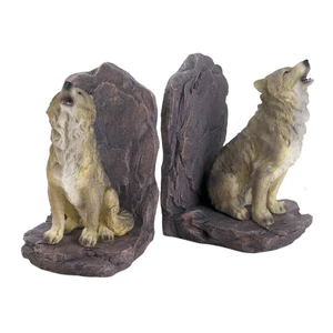 10018439 Howling Wolf Bookends