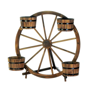 Wagon Wheel Barrel Planter