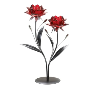 (image for) 10018779 - Red Flowers Candleholder - Click Image to Close