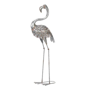 Galvanized Flamingo Statue