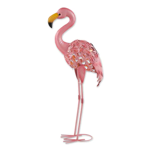 Solar Standing Flamingo Statue